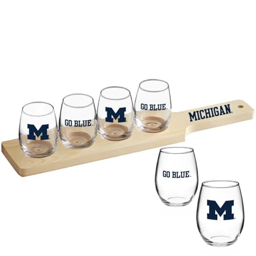 Michigan Wolverines Tasting Flight Board – Officially Licensed Wooden Beer  Flight Set with 4 Logo Glasses – Barware for Tailgates, Home Bars