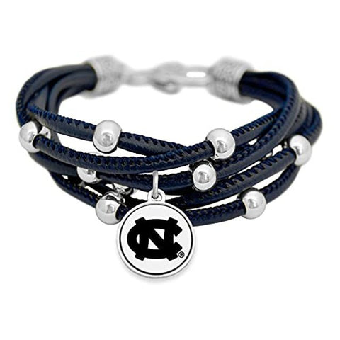 North Carolina Tar Heels Leather Strand Bracelet with Logo and Lobster Clasp Jewelry