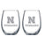 Nebraska Cornhuskers White Etched Satin Frost Logo Wine or Beverage Glass Set of 2 Drinkware