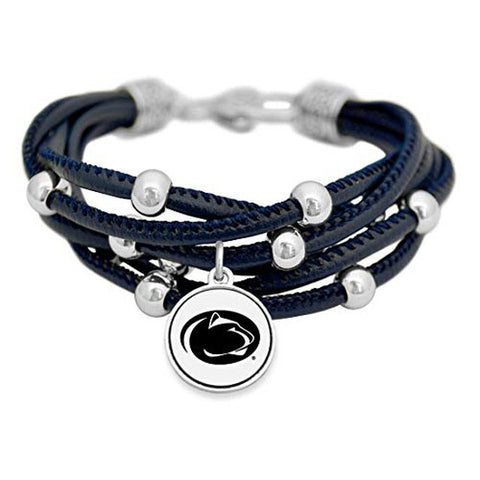 Penn State Nittany Lions Leather Strand Bracelet with Logo and Lobster Clasp Jewelry