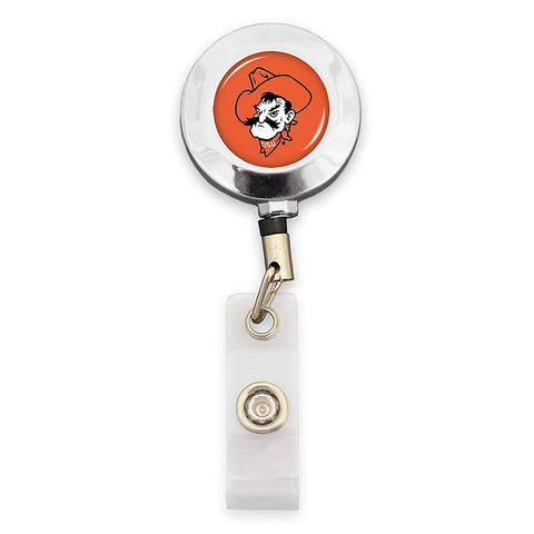 Oklahoma State Cowboys Badge Reel with Alligator Clip Jewelry