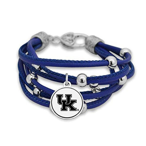 Kentucky Wildcats Leather Strand Bracelet with Logo and Lobster Clasp Jewelry