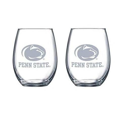 Penn State Nittany Lions Etched Satin Frost Logo Wine or Beverage Glass Set of 2 Drinkware