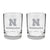 Nebraska Cornhuskers 2-Sided Etched Satin Finish Rocks Glass Set of 2 Drinkware