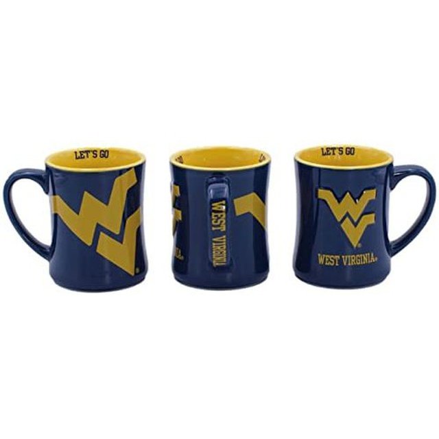 RFSJ West Virginia Mountaineers Ceramic 16 oz Relief (3D) Mug, Blue